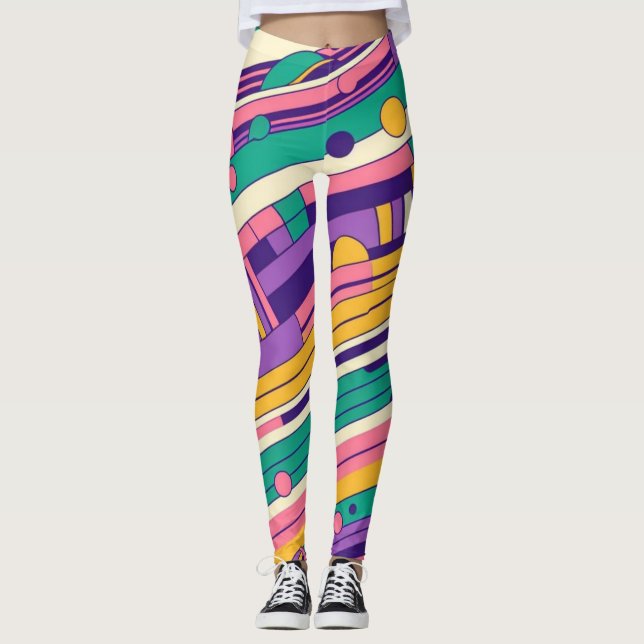 Cool, colorful 80s/90s retro designed leggings (Front)