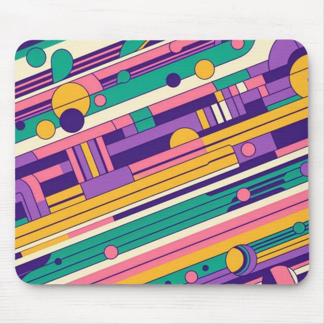 Cool, colorful 80s/90s retro designed mouse pad (Front)