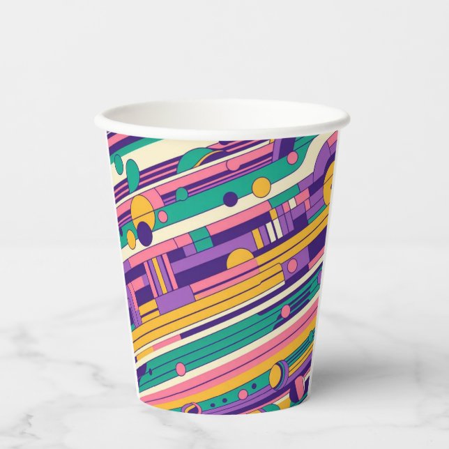 Cool, colorful 80s/90s retro designed paper cups (Front)