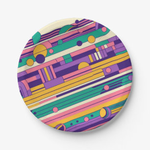 Cool, colorful 80s/90s retro designed paper plates