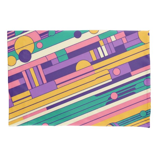 Cool, colorful 80s/90s retro designed pillow case (Front)