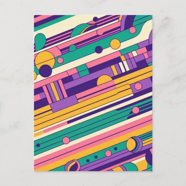 Cool, colorful 80s/90s retro designed postcard (Front)