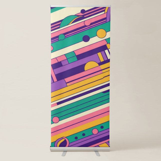 Cool, colorful 80s/90s retro designed retractable banner (Front)