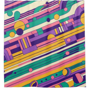Cool, colorful 80s/90s retro designed shower curtain
