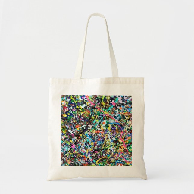 Cool Colorful Abstract Art Paint Splatter Pattern Tote Bag (Front)