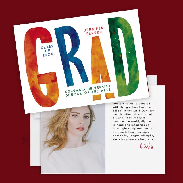 Cool Colorful Abstract Graduate Photo Typography Announcement (Creator Uploaded)