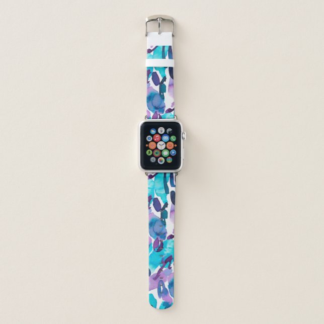 Cool Colorful Abstract Watercolors Pattern Apple Watch Band (Front)