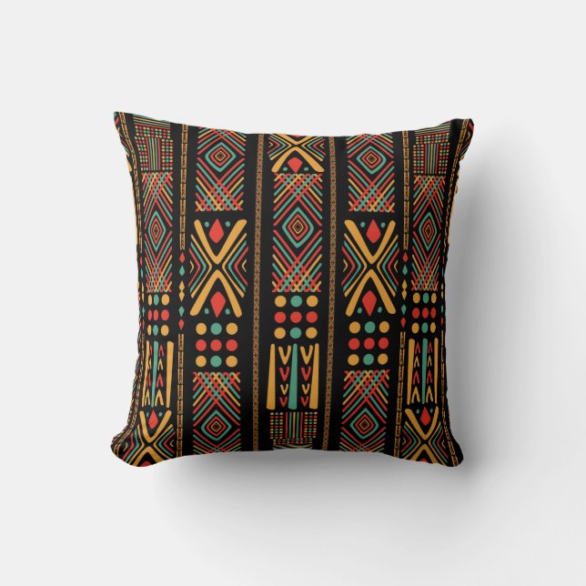 Cool Colorful African Design Pattern Throw Pillow (Front)