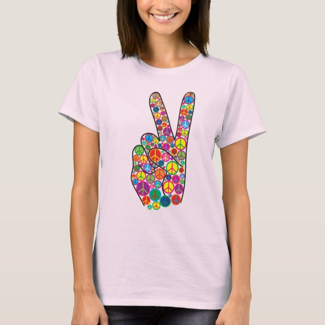 Cool, Colorful, and Groovy Peace Signs T-Shirt (Front)