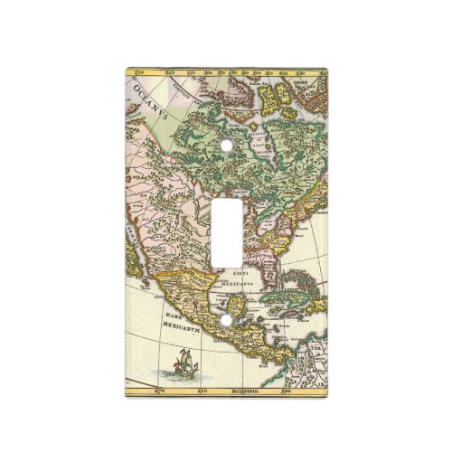 Cool Colorful Antique Vintage Map of North America Light Switch Cover