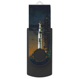 Cool Colorful Apollo Moon Mission at Launchpad Flash Drive