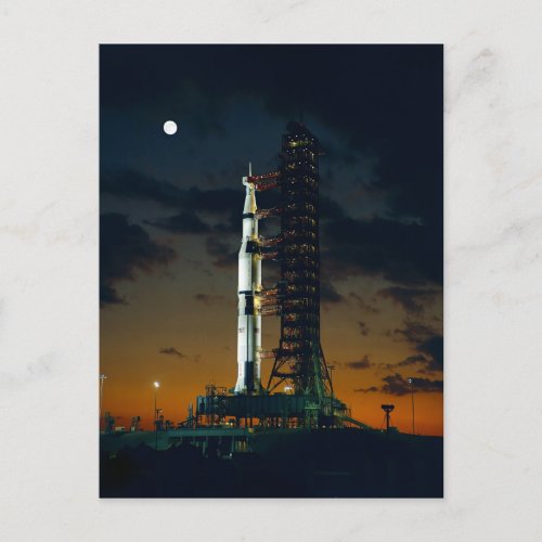 Cool Colorful Apollo Moon Mission at Launchpad Postcard
