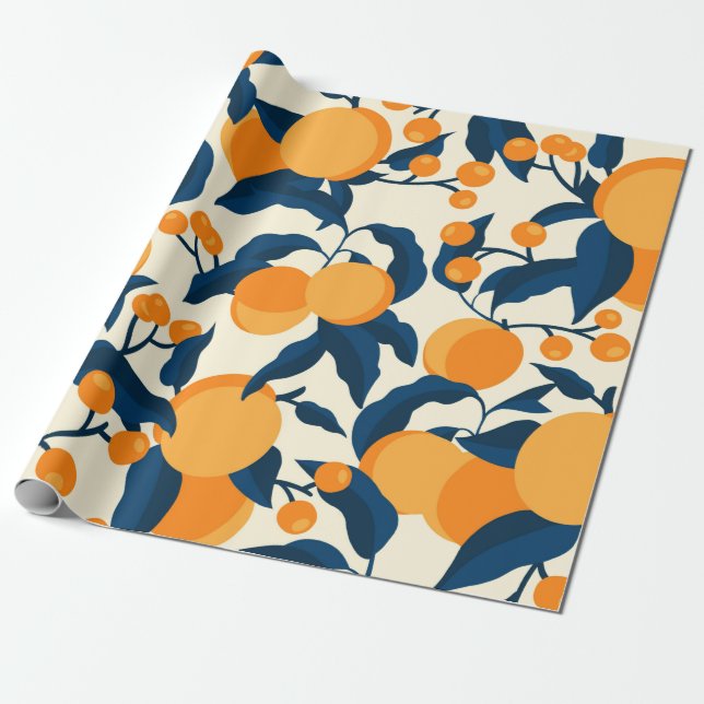 Cool & Colorful Apricot Pattern Wrapping Paper (Unrolled)