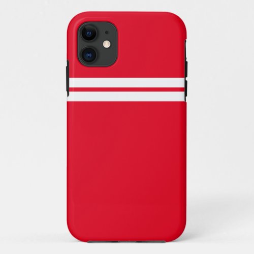 Cool Colorful Beach Red Double White Top Stripes  iPhone 11 Case