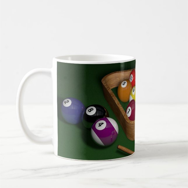 Cool & Colorful Billiards Table, Balls, Rack, Play Coffee Mug (Left)