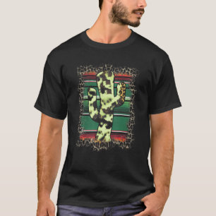 Cool Colorful Cactus Serape Print Leopard Pattern T-Shirt