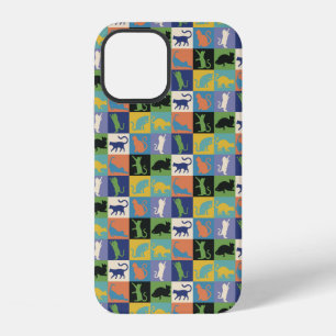 Cool Colorful Cat Silhouettes in Quilt Squares iPhone 12 Case
