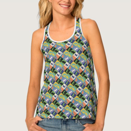 Cool Colorful Cat Silhouettes in Quilt Squares Tank Top