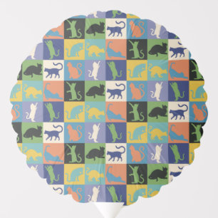 Cool Colorful Cats in Quilt Squares Balloon