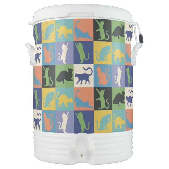 Cool Colorful Cats in Quilt Squares Beverage Cooler (Front)