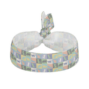 Cool Colorful Cats in Quilt Squares Elastic Hair Tie