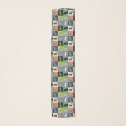 Cool Colorful Cats in Quilt Squares Scarf