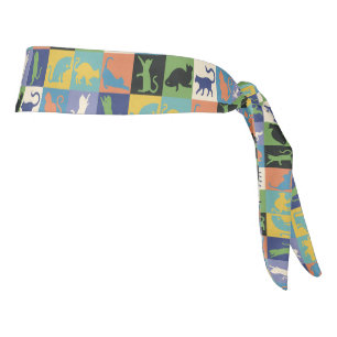 Cool Colorful Cats in Quilt Squares Tie Headband
