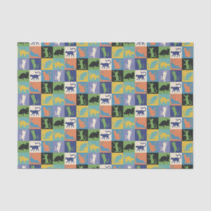 Cool Colorful Cats in Quilt Squares Tissue Paper