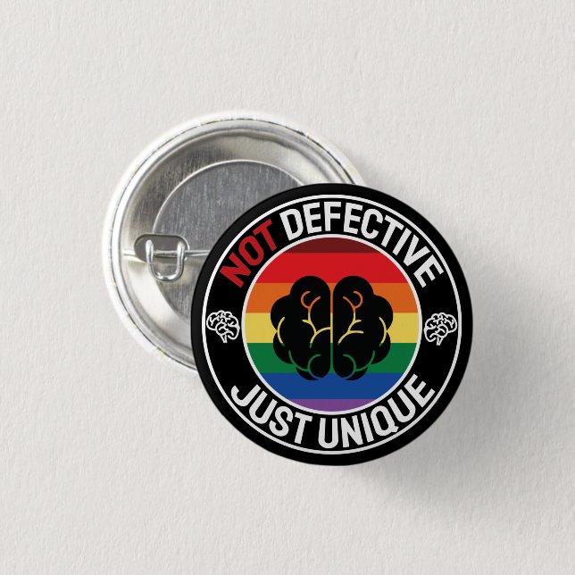 Cool Colorful Celebrate Neurodiversity Saying Button (Front & Back)