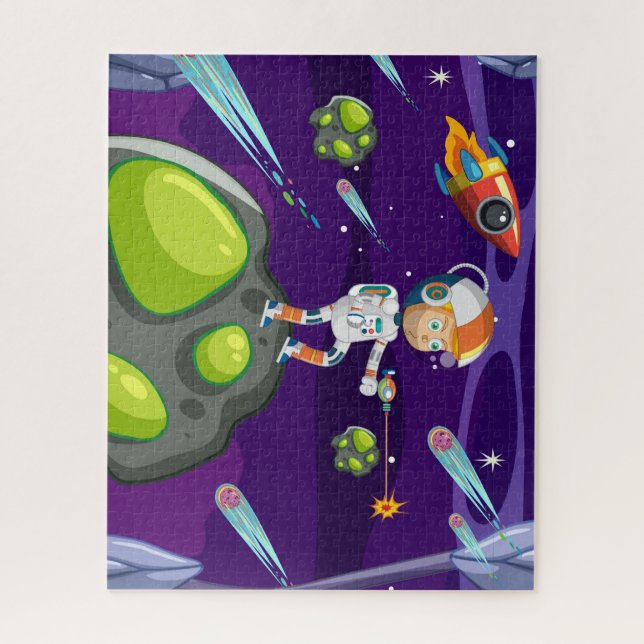 Cool & Colorful Childrens Cartoon Spaceman Jigsaw Puzzle (Vertical)