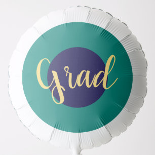 Cool Colorful Classy Navy Blue Teal Fun Grad Text Balloon