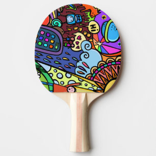 Cool & Colorful Comic Graffiti Ping Pong Paddle