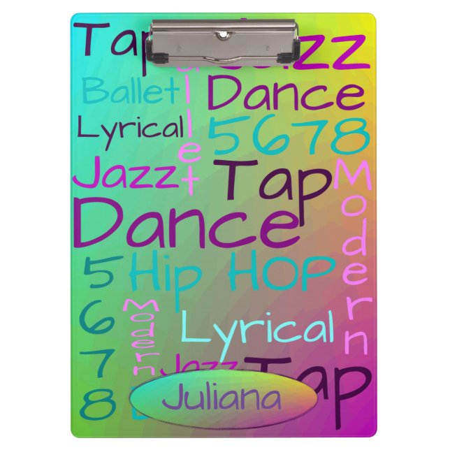 Cool Colorful Dance Personalized Clipboard (Front)