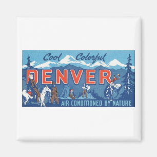 Cool Colorful Denver Travel Poster Magnet