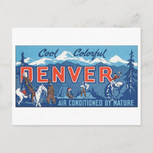Cool Colorful Denver Travel Poster Postcard