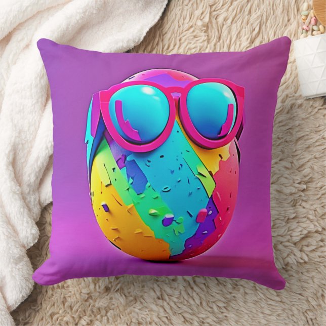 Cool Colorful Egg Throw Pillow (Blanket)