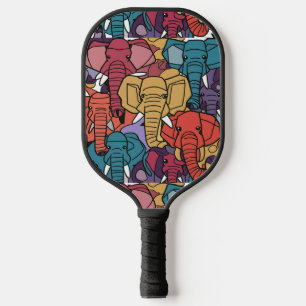 Cool Colorful Elephants Abstract  Pickleball Paddle