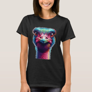 Cool Colorful Emu Face Bird Enthusiast Ostrich Emu T-Shirt
