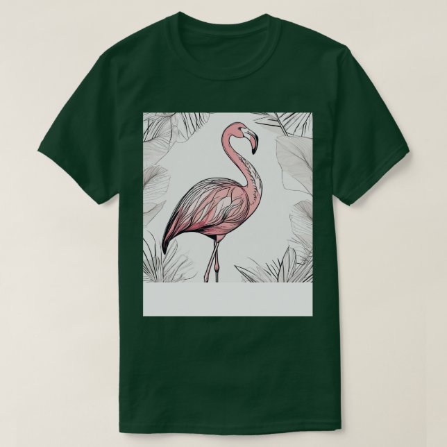 Cool Colorful Flamingo Portrait Graphic T-Shirt (Design Front)
