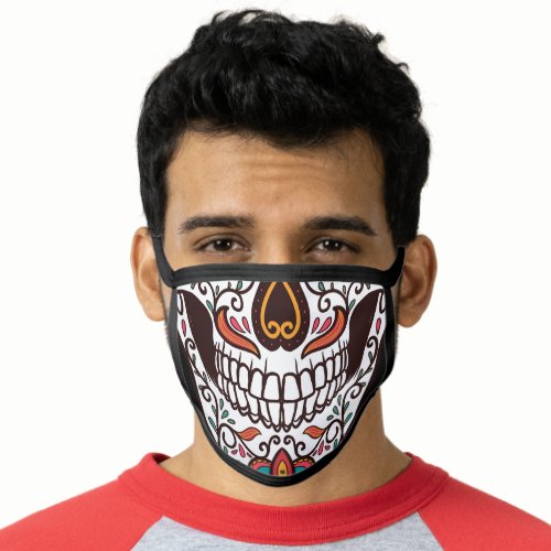 Cool Colorful Floral Skull Face Mask