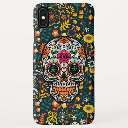 Cool Colorful Floral Sugar Skull iPhone XS Max Case