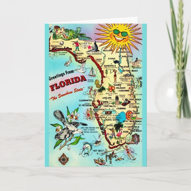 Cool Colorful Florida Map Card (Front)
