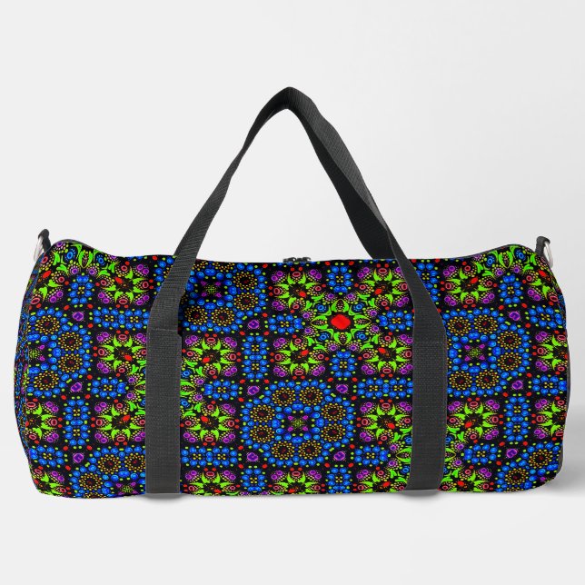 Cool Colorful Funky Abstract Dot Art Pattern Duffle Bag (Front)