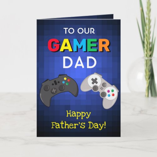Cool Colorful Gamer Dad  Fathers Day Card