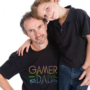Cool Colorful 'GAMER' DAD   Father's Day T-Shirt