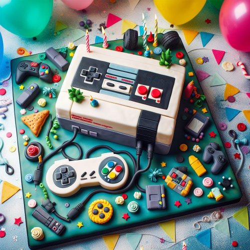 COOL COLORFUL GAMERS THEME  KIDS BIRTHDAY CAKE CARD
