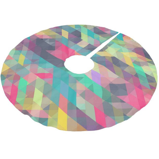 Cool colorful geometric triangles pattern brushed polyester tree skirt (Angled)