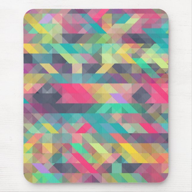 Cool colorful geometric triangles pattern mouse pad (Front)