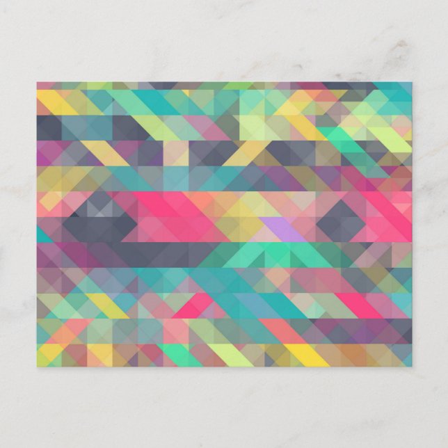 Cool colorful geometric triangles pattern postcard (Front)
