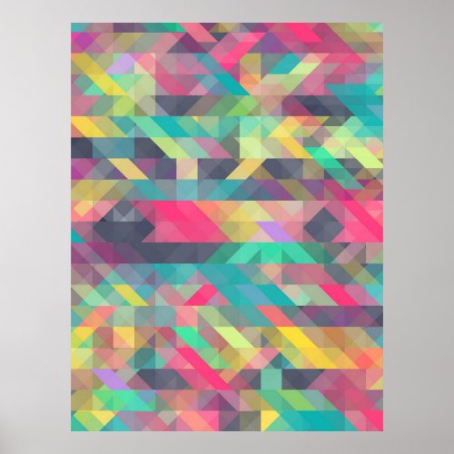 Cool colorful geometric triangles pattern poster